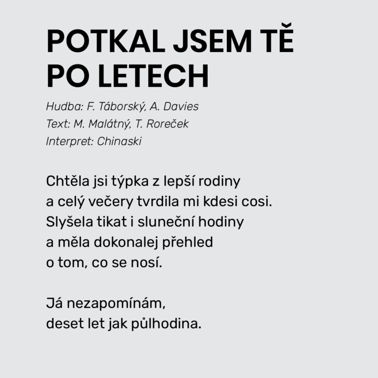 POTKAL JSEM TĚ PO LETECH