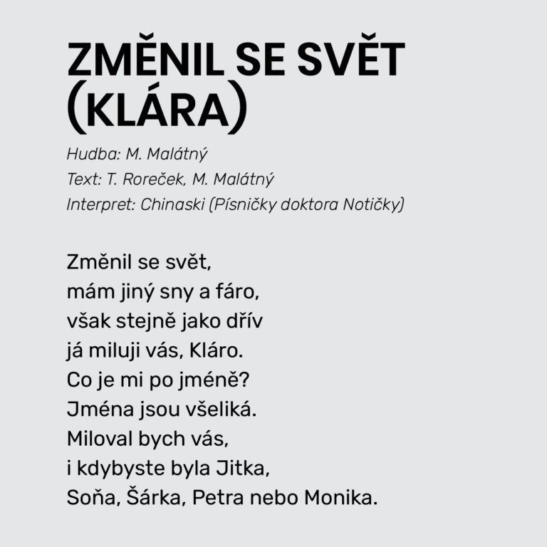 ZMĚNIL SE SVĚT (KLÁRA)